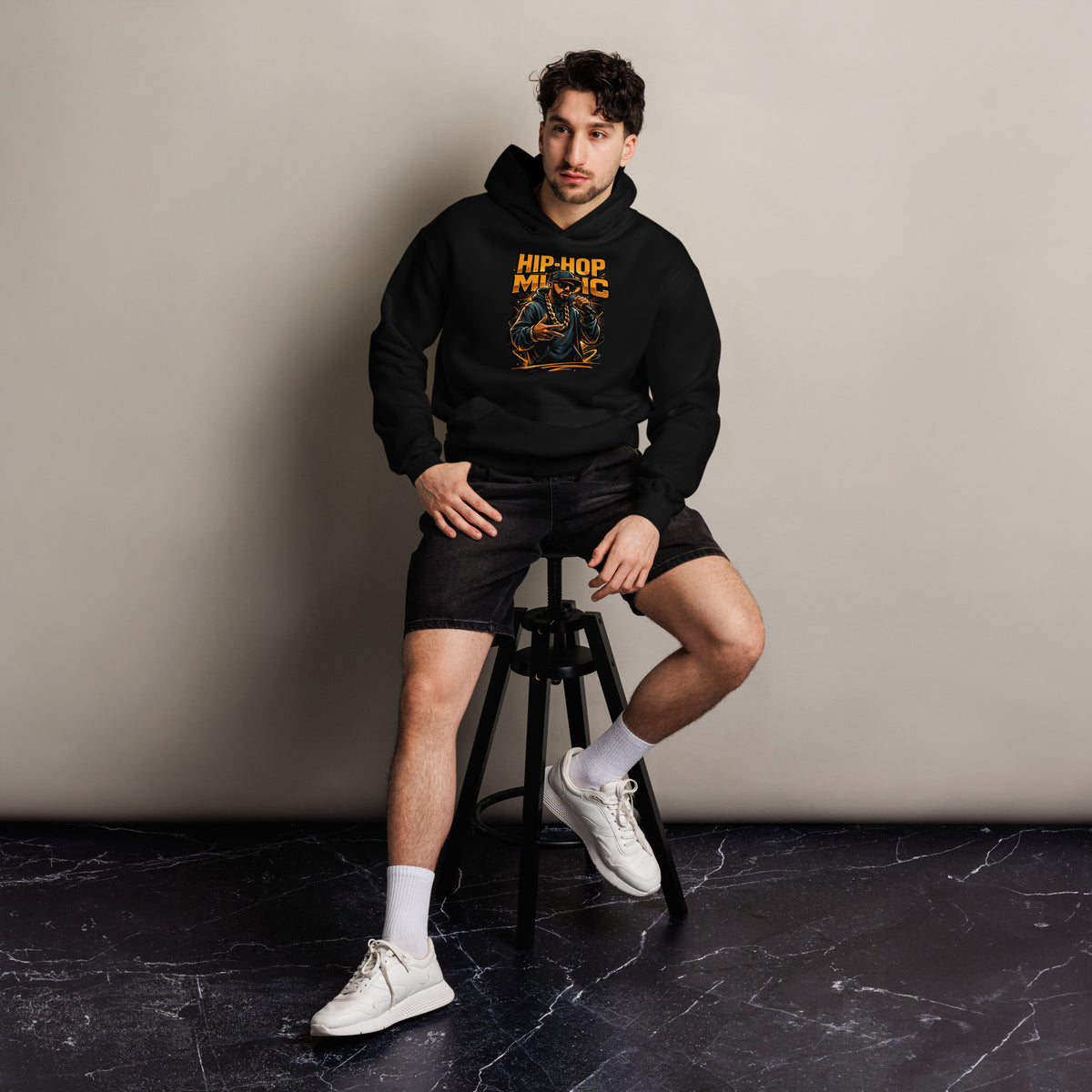Sweat à capuche oversize – Musique Hip Hop – vue de face