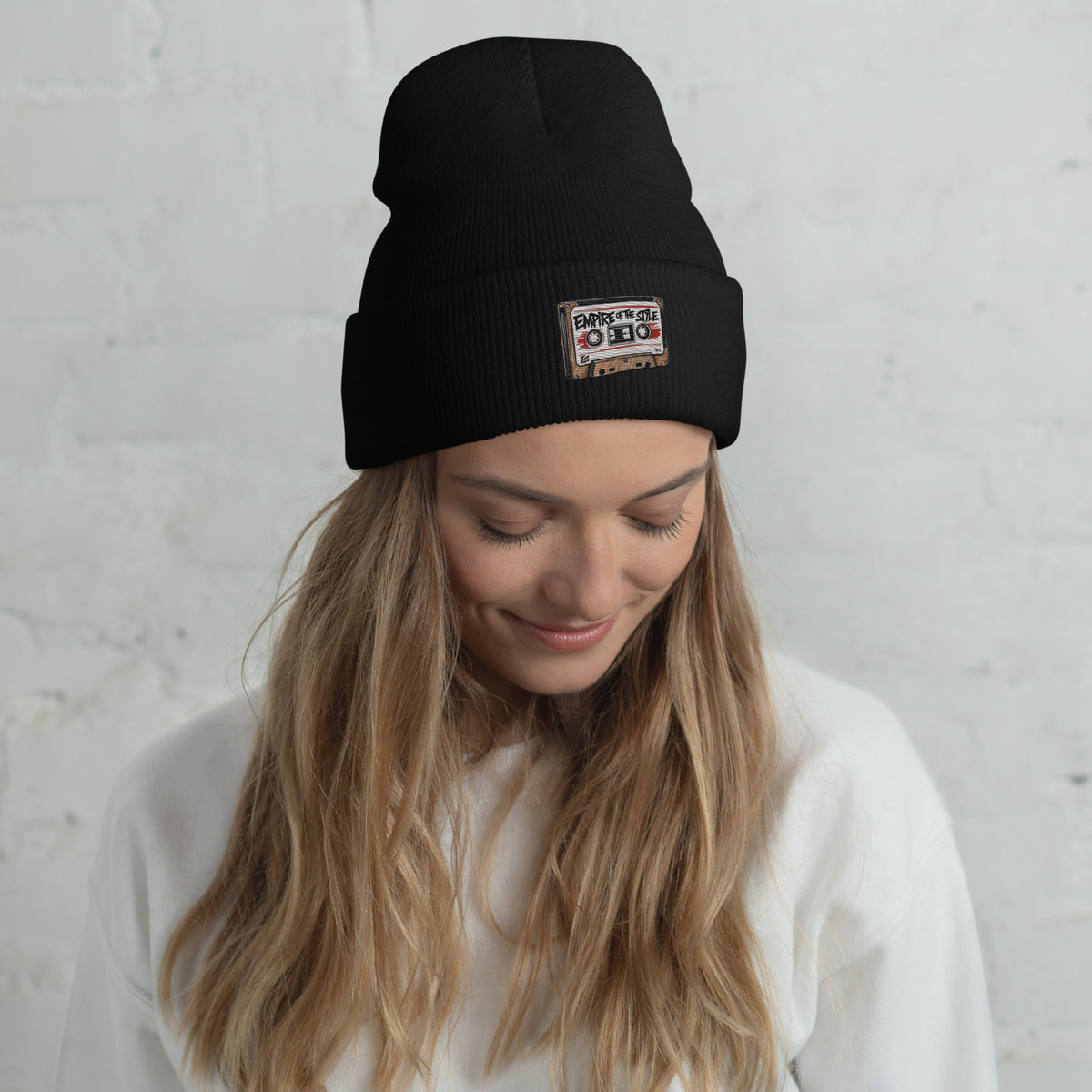 Bonnet – Cassette audio – noir – vue de face