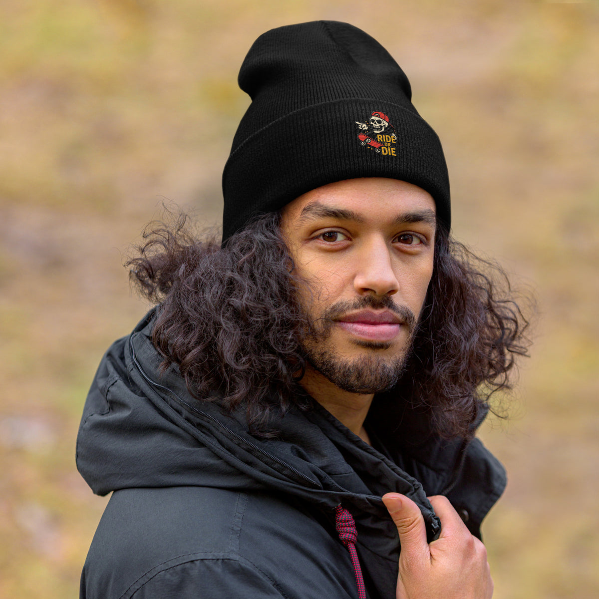 Beanie – Ride or Die – Schwarz – Vorderansicht