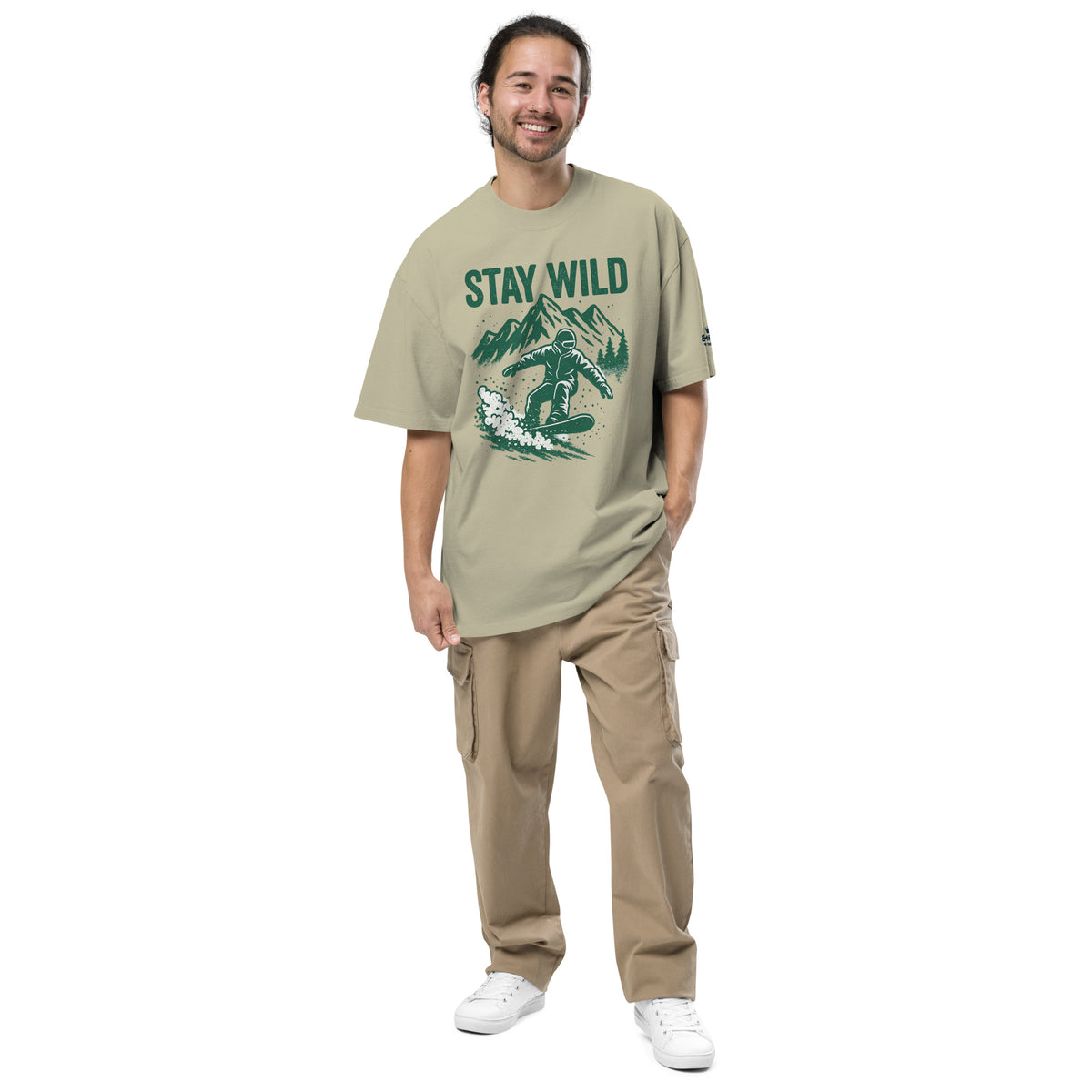 T-shirt oversize – Stay Wild – Faded Eucalyptus – vue de face
