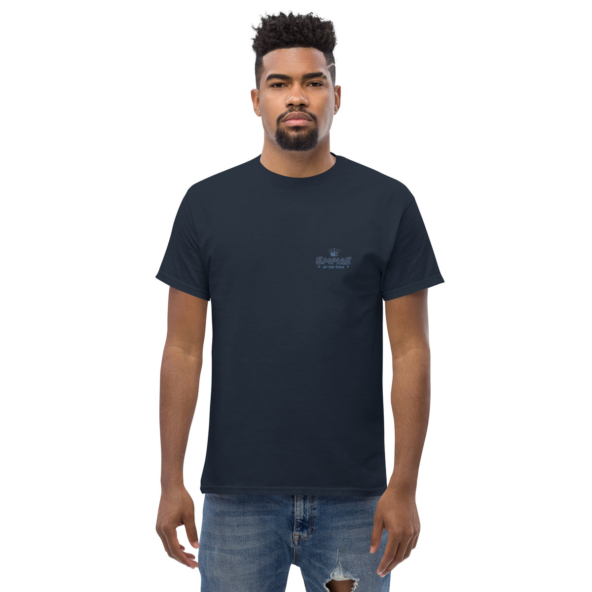T-shirt imprimé au dos – Cassette audio I – bleu marine – vue de face