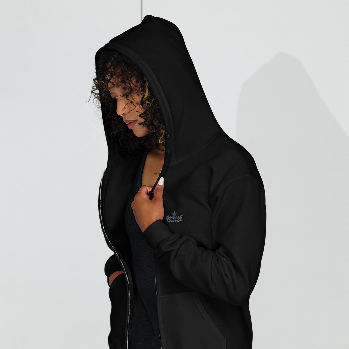 Sweat à capuche zippé – Imprimé avant et arrière – Wild Style – noir – vue de face