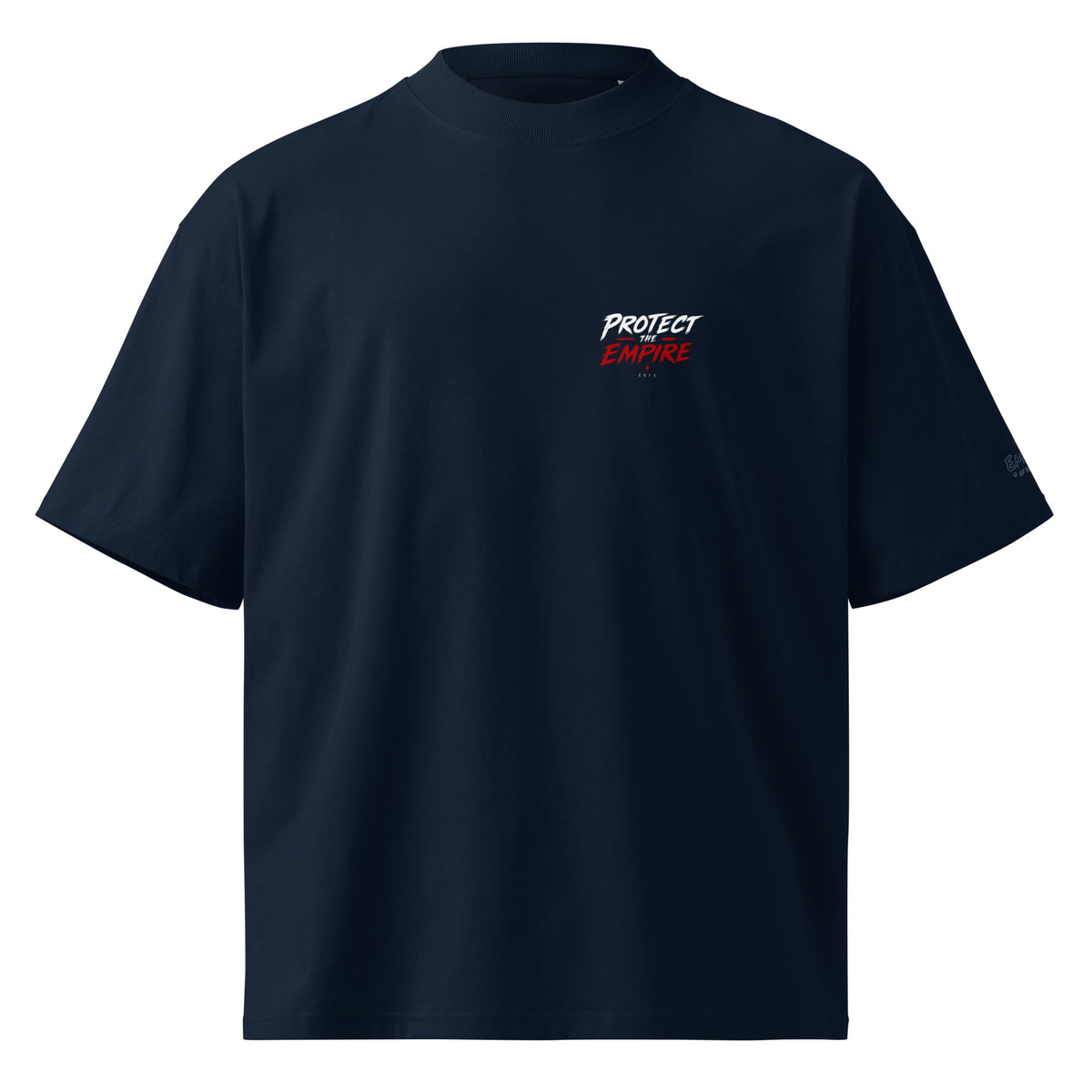 T-shirt oversize en coton biologique « Protect the Empire » avec imprimé au dos – bleu marine français – vue de face
