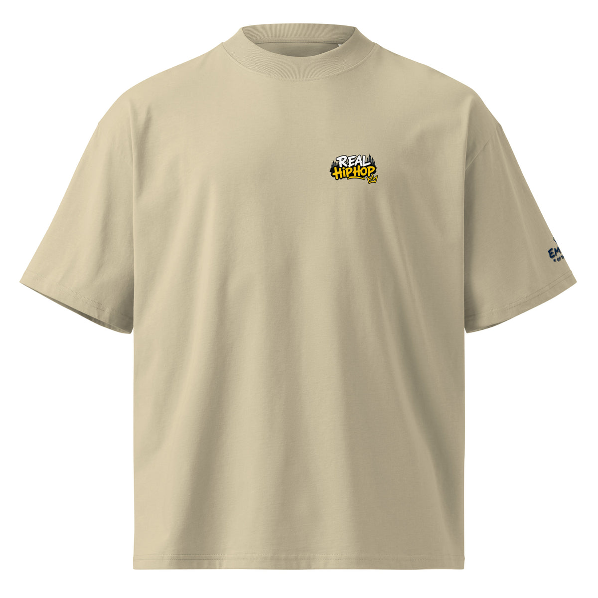 REAL HIP HOP STILL HIP HOP – T-shirt oversize en coton bio – Beige – vue de face