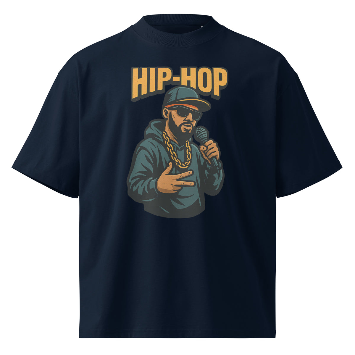 T-shirt bio oversize – Hip-hop – bleu marine français – vue de face