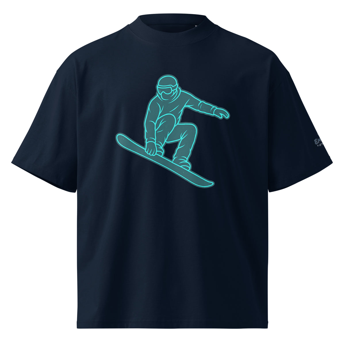 T-shirt bio oversize – Snowboarder – bleu marine français – vue de face