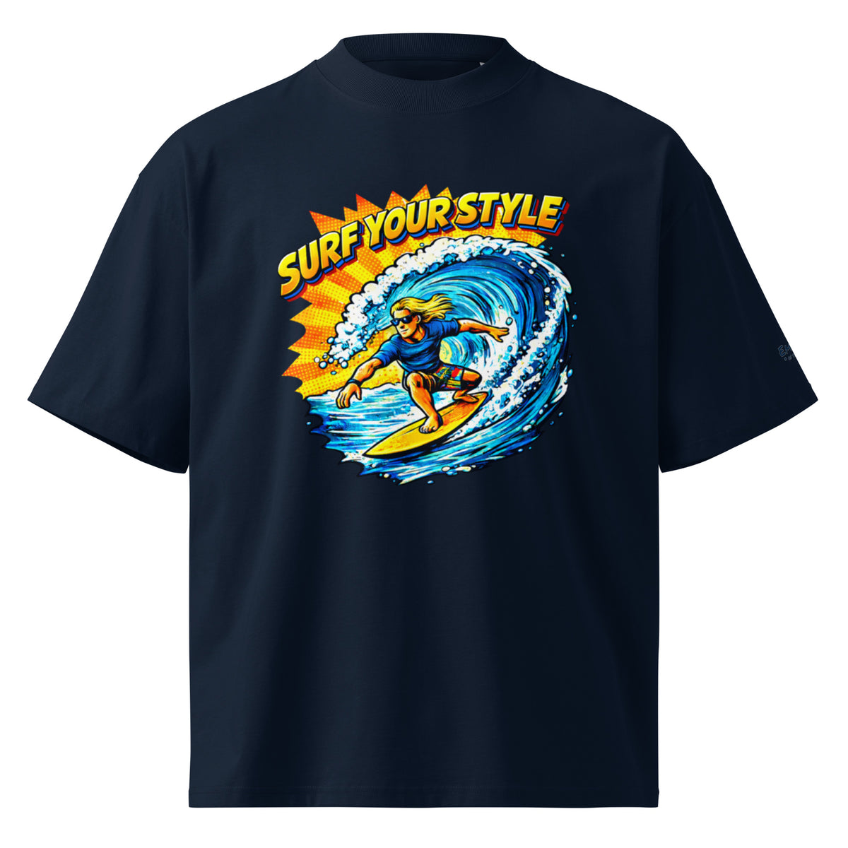 T-shirt bio oversize – SURF YOUR STYLE – bleu marine français – vue de face