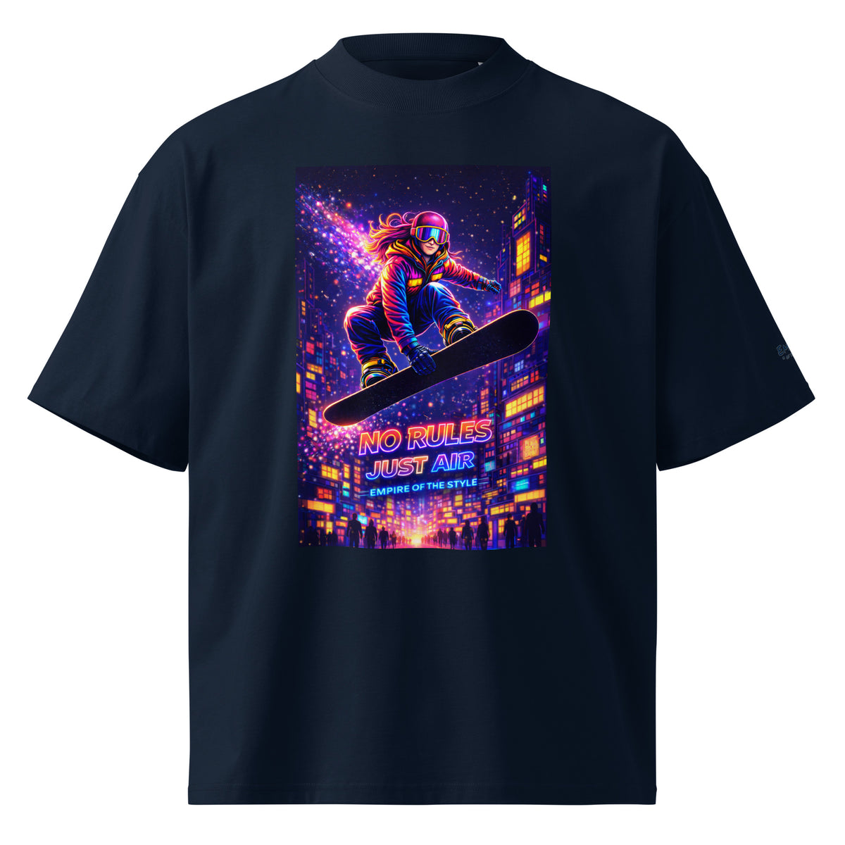 T-shirt oversize bio – No Rules Just Air – bleu marine français – vue de face