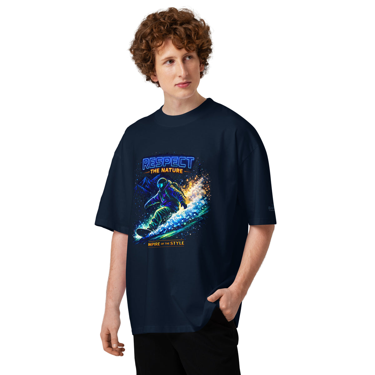T-shirt oversize bio – Respectez la nature – bleu marine français – vue de face