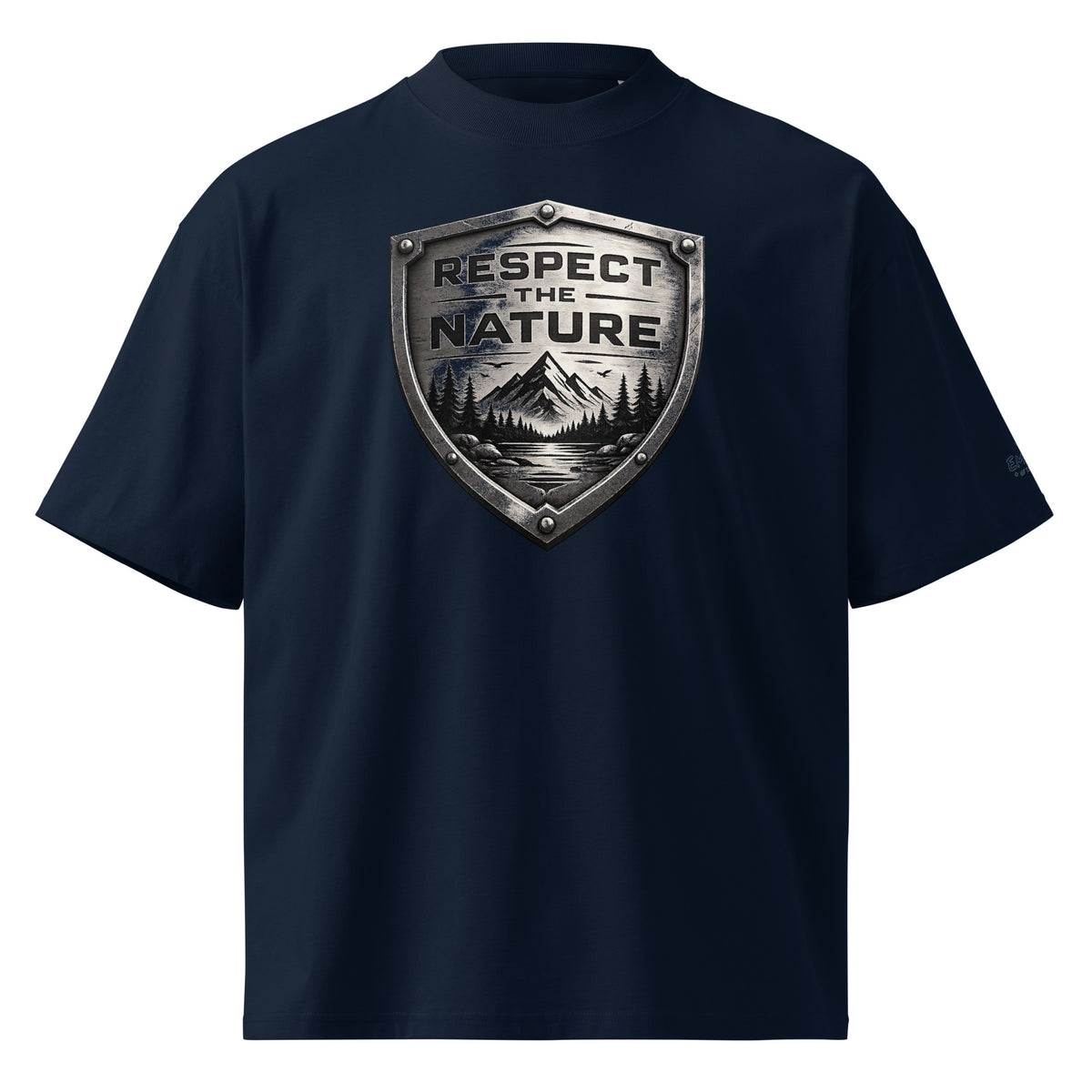Oversized Bio-T-Shirt – Respect the Nature – French Navy – Vorderansicht