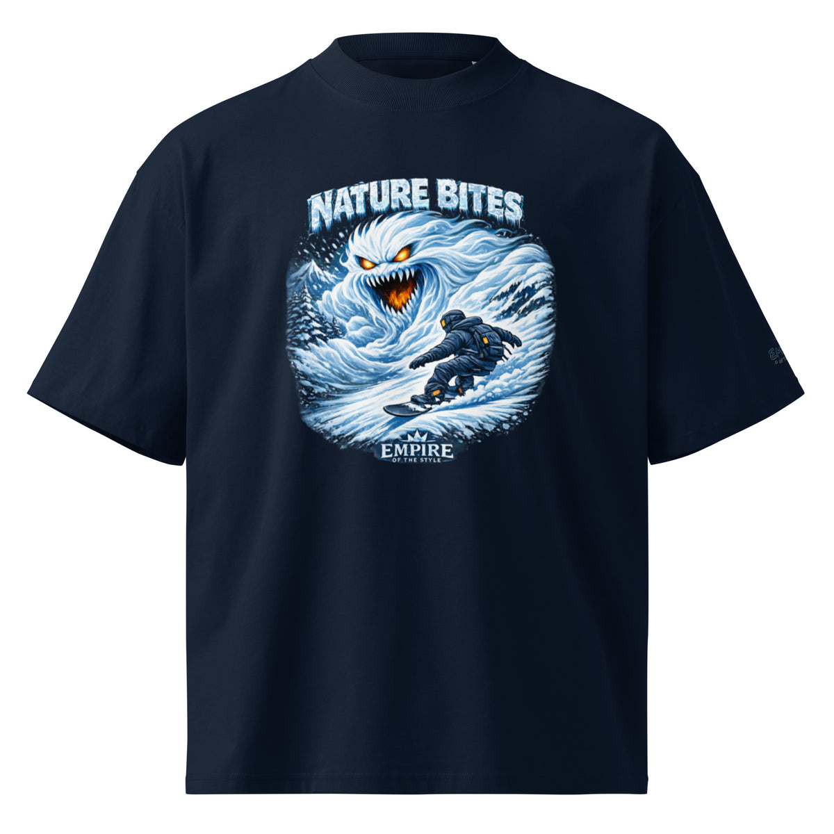 T-shirt surdimensionné en coton bio – Nature Bites – bleu marine français – vue de face