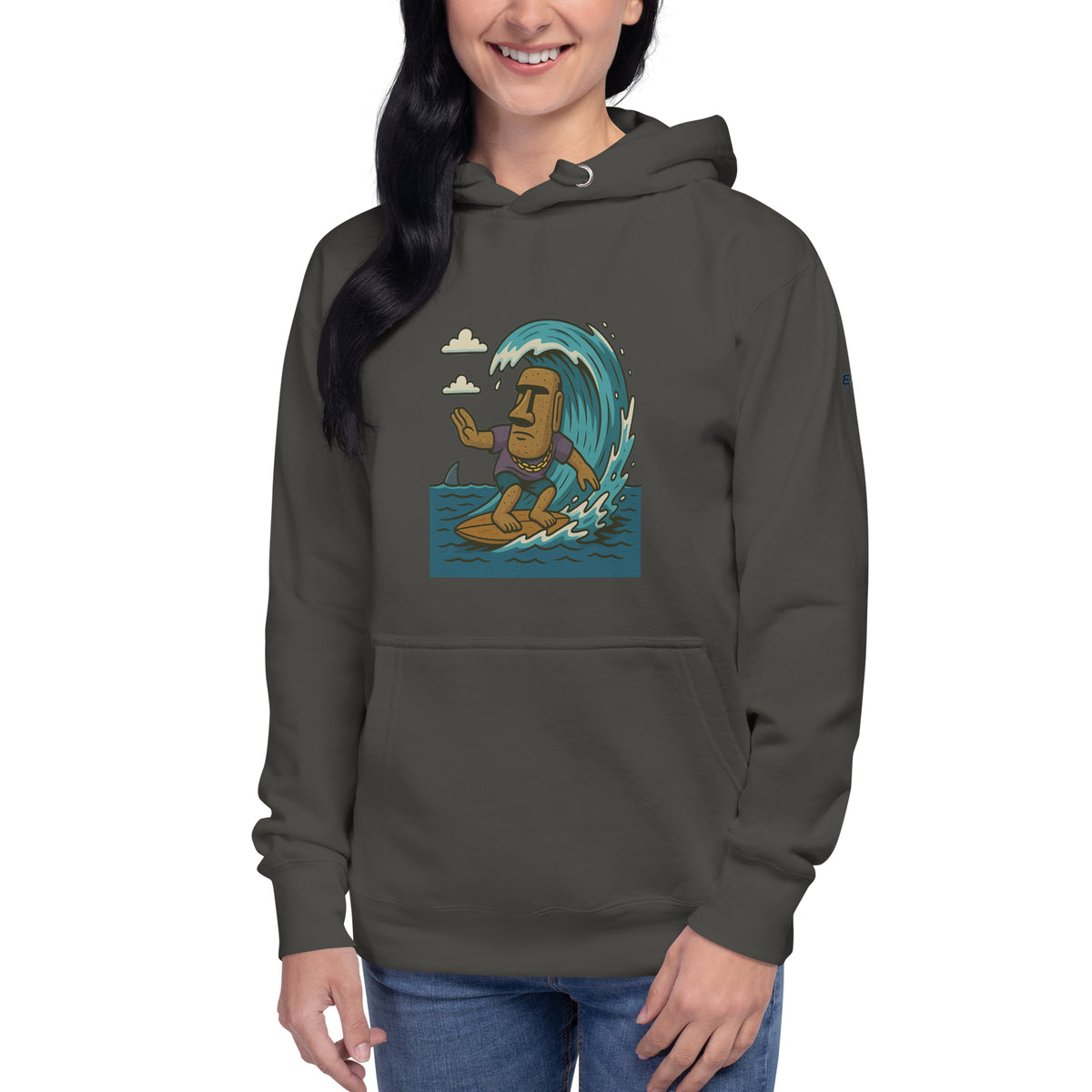 Moai Style – Sweat à capuche – noir vintage – vue de face