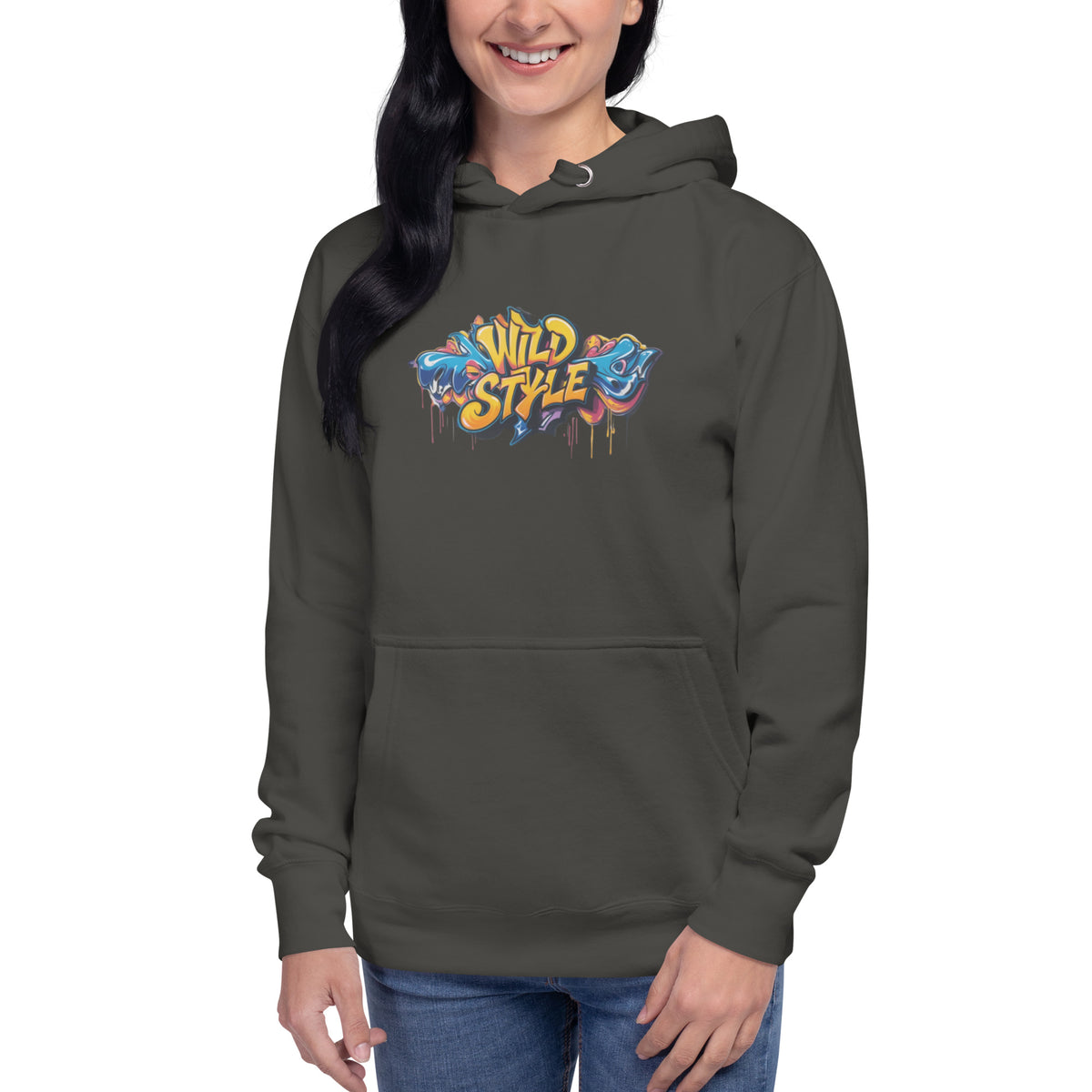 Hoodie – Wild Style – Vintage Schwarz – Vorderansicht